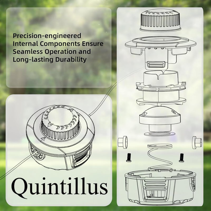 Quintillus H02 Weed Eater Head Universal Trimmer Head String Trimmer Head Bump Feed Weed Wacker Head Grass Trimmer Head Replacement for Weed Warrior, Echo, Husqvarna, Comes with .095 Trimmer Line - Image 4